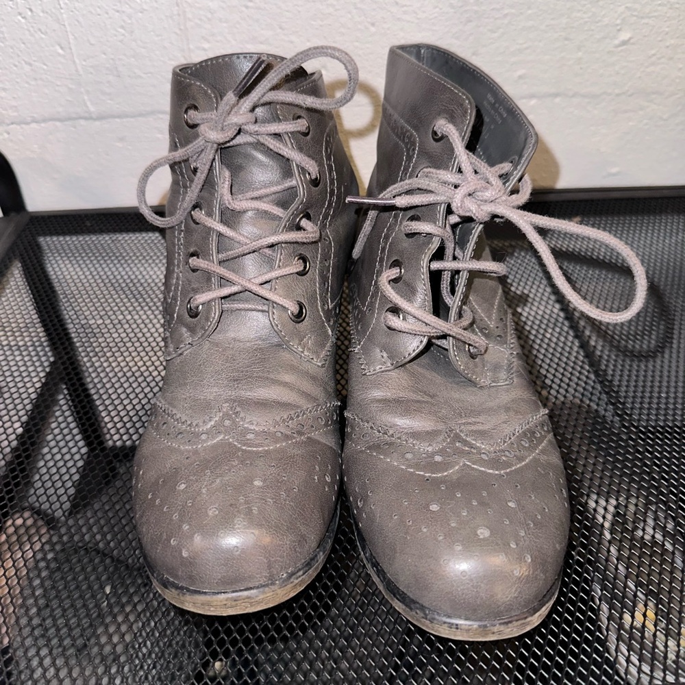 Call It Spring Grey Vintage Style Ankle Boots